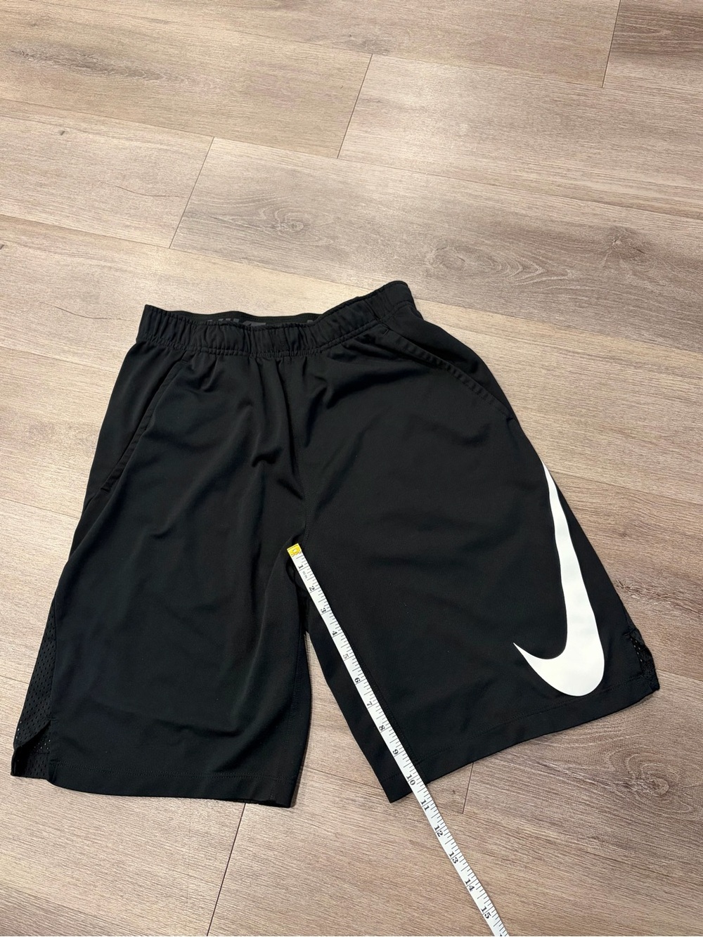 Nike Men’s Black Athletic Shorts with White Swoosh